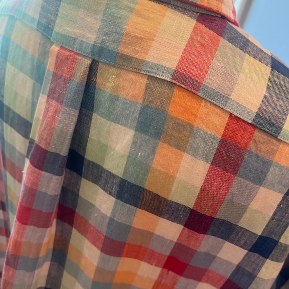Brooks Brothers 100% Linen Multicolored Check Button Down Men's Shirt Excellent - Picture 13 of 14